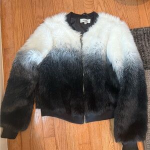 Charlotte russe size medium zipper front lined black and white fashion jacket